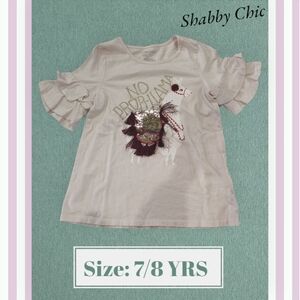 Shabby Chic Cream Botanical Short Sleeve Tee